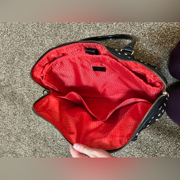 Kate Spade Calista Nylon Laptop Tote Bag, Leather Trim, Black Polka Dots - Picture 6 of 7